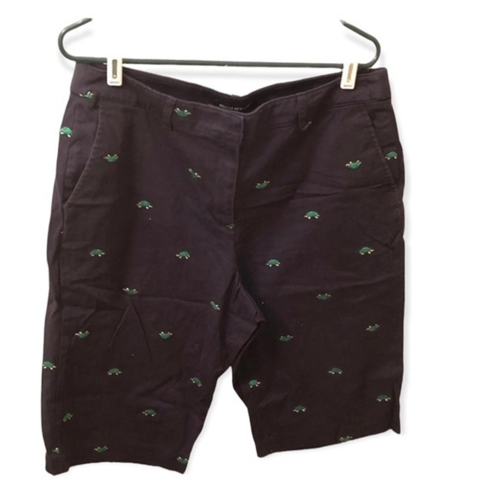 Briggs New York Shorts Women’s Size 14‎ Pockets Navy Blue Turtle Print